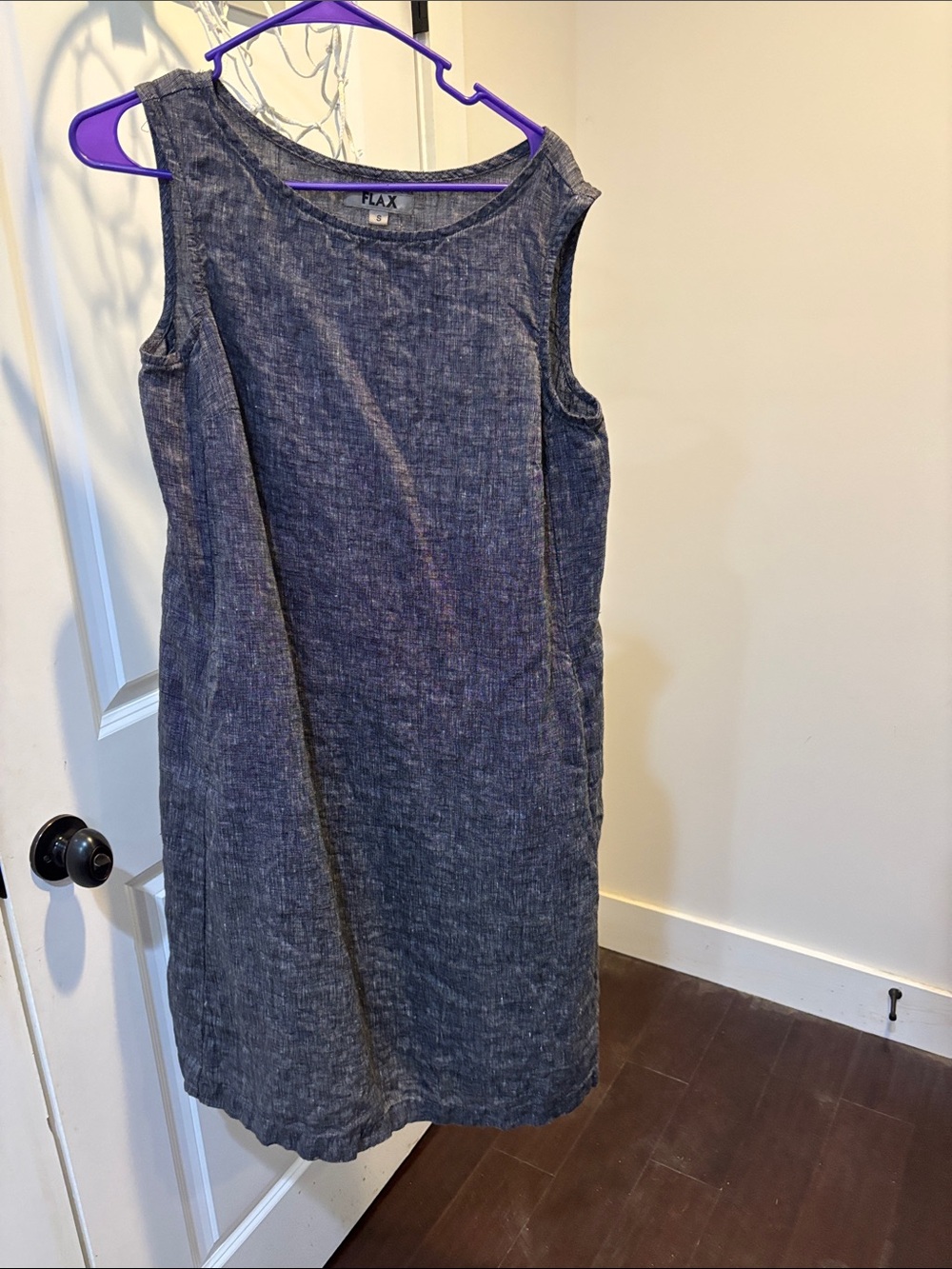 Flax Navy Sleeveless Shift Dress